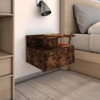 Nachtkastje zwevend 40x31x27 cm bewerkt hout gerookt eikenkleur - thumbnail