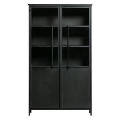 WOOOD Industriële Vitrinekast 'Exhibit' 170 x 99cm, kleur Zwart