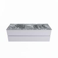 MONDIAZ VICA-DLUX 150cm badmeubel onderkast Cale 2 lades. Inbouw wastafel CLOUD dubbel zonder kraangat, kleur Lava. - thumbnail