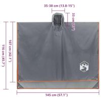 VidaXL Regenponcho met capuchon 2-in-1 ontwerp 223x145 cm grijs oranje - thumbnail