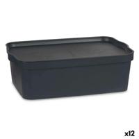 Opbergbak met Deksel Antraciet Plastic 14 L 29,5 x 14,3 x 45 cm (12 Stuks) - thumbnail
