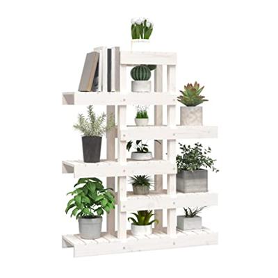 VidaXL Plantenstandaard 85x25x109,5 cm massief grenenhout wit