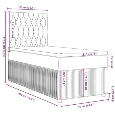 Boxspring met matras stof blauw 90x200 cm