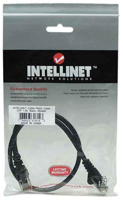 Intellinet 318143 RJ45 Netwerkkabel, patchkabel CAT 5e U/UTP 0.50 m Zwart 1 stuk(s)