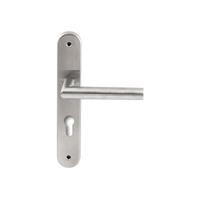 Hardbrass Deurkruk Toledo op ovaal langschild profielcilindergat 72mm - RVS - thumbnail