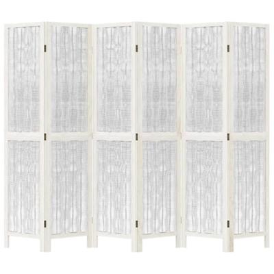 Kamerscherm met 6 panelen massief paulowniahout wit Kamerscherm met 6 panelen massief paulowniahout wit