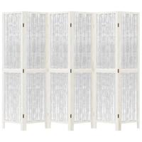 Kamerscherm met 6 panelen massief paulowniahout wit - thumbnail