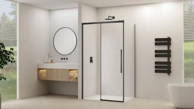 Schuifdeur Van Rijn Products ST09 Voor Hoekcabine 160x200 cm 8 mm Helder Glas Softclose Incl. Beslag Mat Zwart Schuifdeur Van Rijn Products ST09 Voor Hoekcabine 160x200 cm 8 mm Helder Glas Softclose Incl. Beslag Mat Zwart