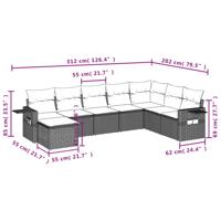 9-delige Loungeset met kussens poly rattan zwart - thumbnail