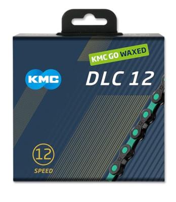 KMC chain dlc12 126l/box waxed 12-speed black/celeste
