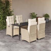 5-delige Tuinset met kussens poly rattan beige - thumbnail