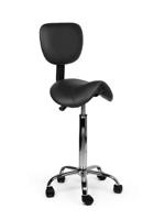 Zadelkruk Office rugleuning hoog harde wielen zw - thumbnail