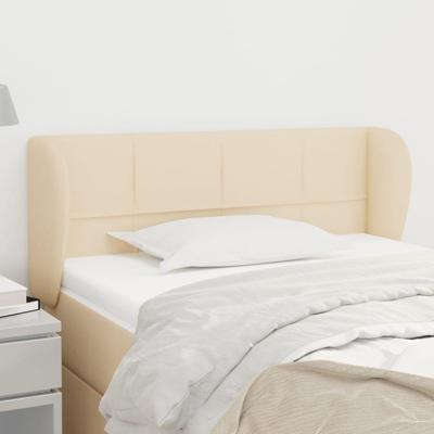 Hoofdbord met randen 83x23x78/88 cm stof crèmekleurig