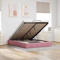 Ottoman bedframe zonder matras 140x190 cm fluweel roze - thumbnail