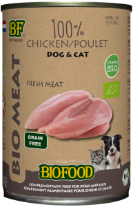 BF Petfood Biofood Organic 100% kippenvlees natvoer hond & kat (400 g) 12 x 400 g