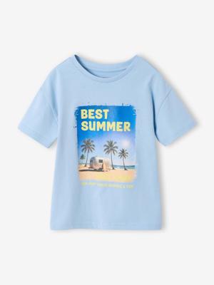 T-shirt met korte mouwen voor jongens hemelsblauw