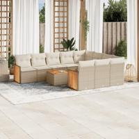 11-delige Tuinset met kussens poly rattan beige - thumbnail