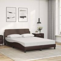 Bed met matras kunstleer bruin 140x200 cm - thumbnail