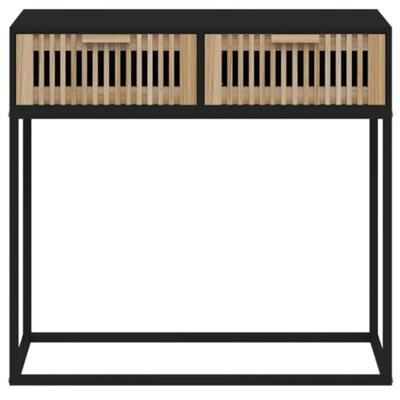 Wandtafel 80x30x75 cm bewerkt hout en ijzer zwart