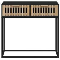 Wandtafel 80x30x75 cm bewerkt hout en ijzer zwart - thumbnail