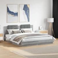 Bedframe met hoofdbord en LED grijs sonoma eiken 160x200 cm - thumbnail