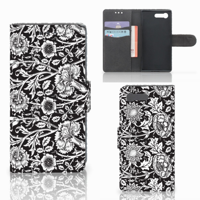 Sony Xperia X Compact Hoesje Black Flowers - thumbnail