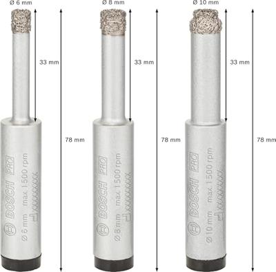 Bosch Accessories Robust Line 2608587145 Diamantboorset droog 3-delig Van diamant voorzien 1 set(s) Bosch Accessories Robust Line 2608587145 Diamantboorset droog 3-delig Van diamant voorzien 1 set(s)