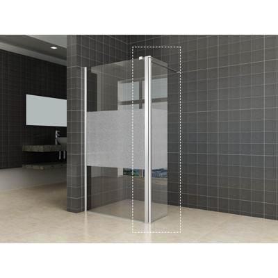 Wiesbaden Comfort Zijwand Draaibaar Links - 350x2000x10mm - NANO - Helder Glas met Melkglas Middenband/Chroom
