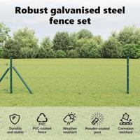 VidaXL Afrasteringspaal groen 10 x 1,4 m (50 mm gaas) staal en pvc - thumbnail