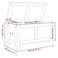 Opbergkist met deksel massief acaciahout bruin en wit - thumbnail