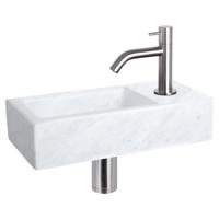 Differnz Helios fonteinset marmer kraan gebogen mat chroom 37.5 x 18.5 x 9.5 cm - thumbnail