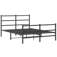 Bedframe met hoofd- en voeteneindemetaal zwart 140x190 cm - thumbnail