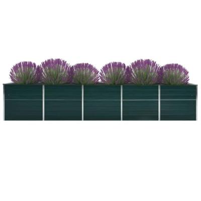 VidaXL Plantenbak verhoogd 400x80x45 cm gegalvaniseerd staal groen