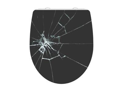 Duroplast High Gloss WC-bril BROKEN GLASS met soft-close en quick-release