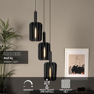 Lucide RAFAL - Hanglamp - Ø 50 cm - 3xE27 - Grijs Lucide RAFAL - Hanglamp - Ø 50 cm - 3xE27 - Grijs