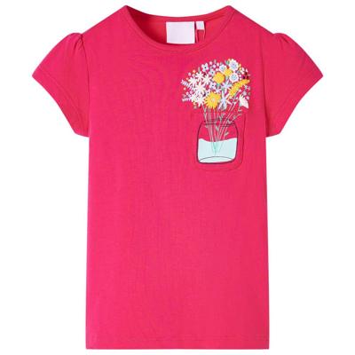 Kindershirt met bloemenprint 104 felroze