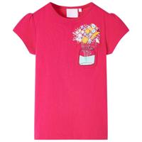 Kindershirt met bloemenprint 104 felroze - thumbnail