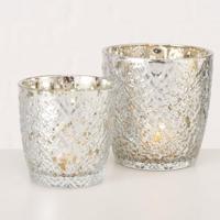 Boltze Home Theelichthouder glas zilver 2-dlg. - thumbnail