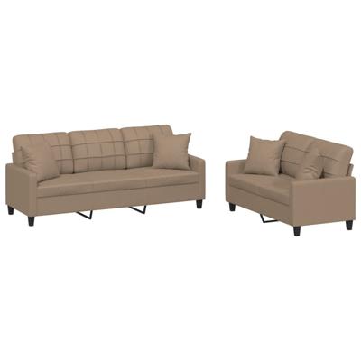 2-delige Loungeset met kussens kunstleer cappuccinokleurig