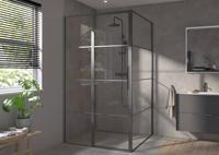 Saqu Devine industriële draaideur met vast paneel en omkeerbare draairichting 120x210cm mat zwart - thumbnail