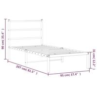 Bedframe met hoofdbord metaal zwart 90x200 cm - thumbnail