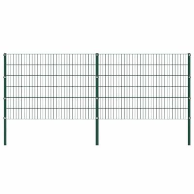 Schuttingpaneel met palen ijzer 349x120 cm groen Schuttingpaneel met palen ijzer 349x120 cm groen
