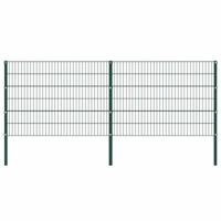 Schuttingpaneel met palen ijzer 349x120 cm groen - thumbnail