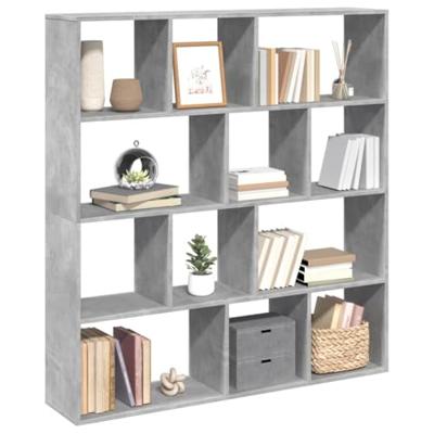 Boekenkast 132x29x141,5 cm bewerkt hout betongrijs
