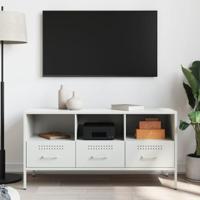 Tv-meubel 100,5x39x50,5 cm koudgewalst staal wit - thumbnail