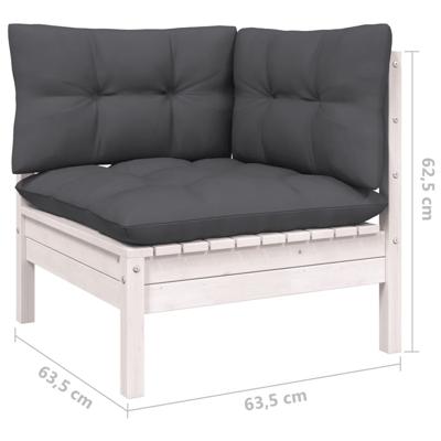 9-delige Loungeset met kussens massief grenenhout wit