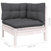 5-delige Loungeset met kussens grenenhout wit - thumbnail