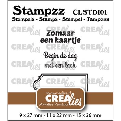 Crealies • stampzz stempelset divers 01: 2 teksten + 1 tag/label