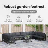 Tuinbankenset met kussen 11 pcs Zwart Aluminium - thumbnail