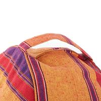 Yogi & Yogini Meditatiekussen Rond Katoen Oranje - Patroon Rood - 33 x 17 cm - thumbnail